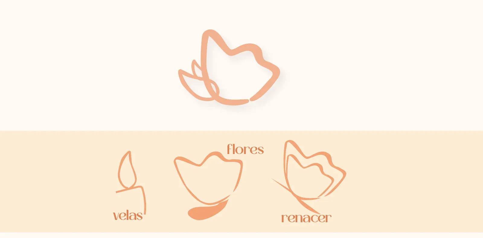 Isologo de Amarilla Garden y su construcción a partir de una vela, una flor y una mariposa