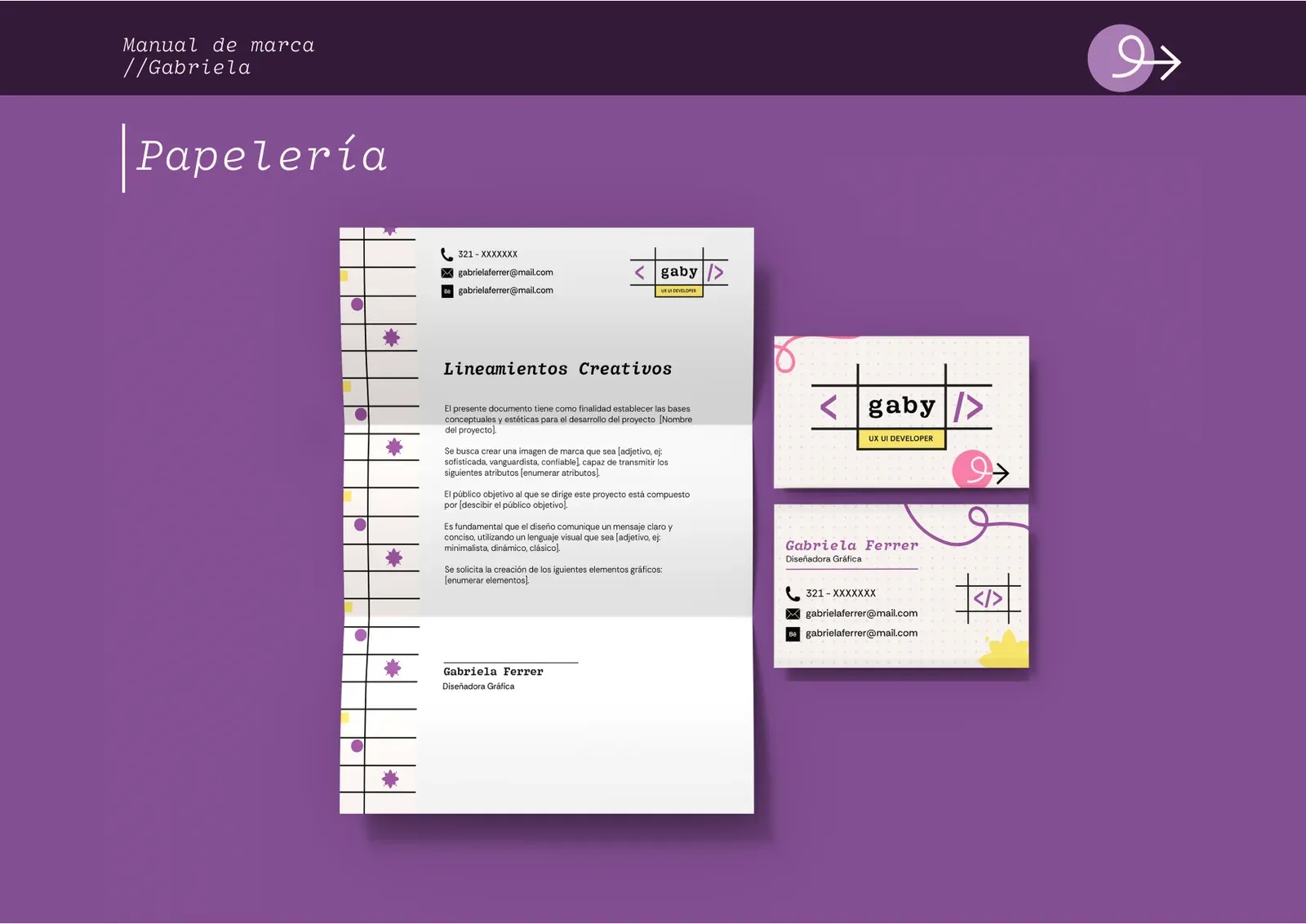 Hoja membretada y tarjetas de presentación