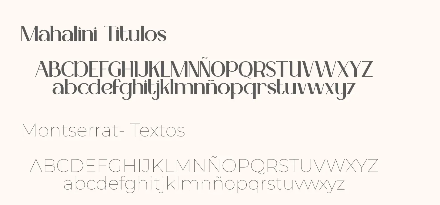 Tipografías de la marca: Mahalini para títulos y Montserrat para textos